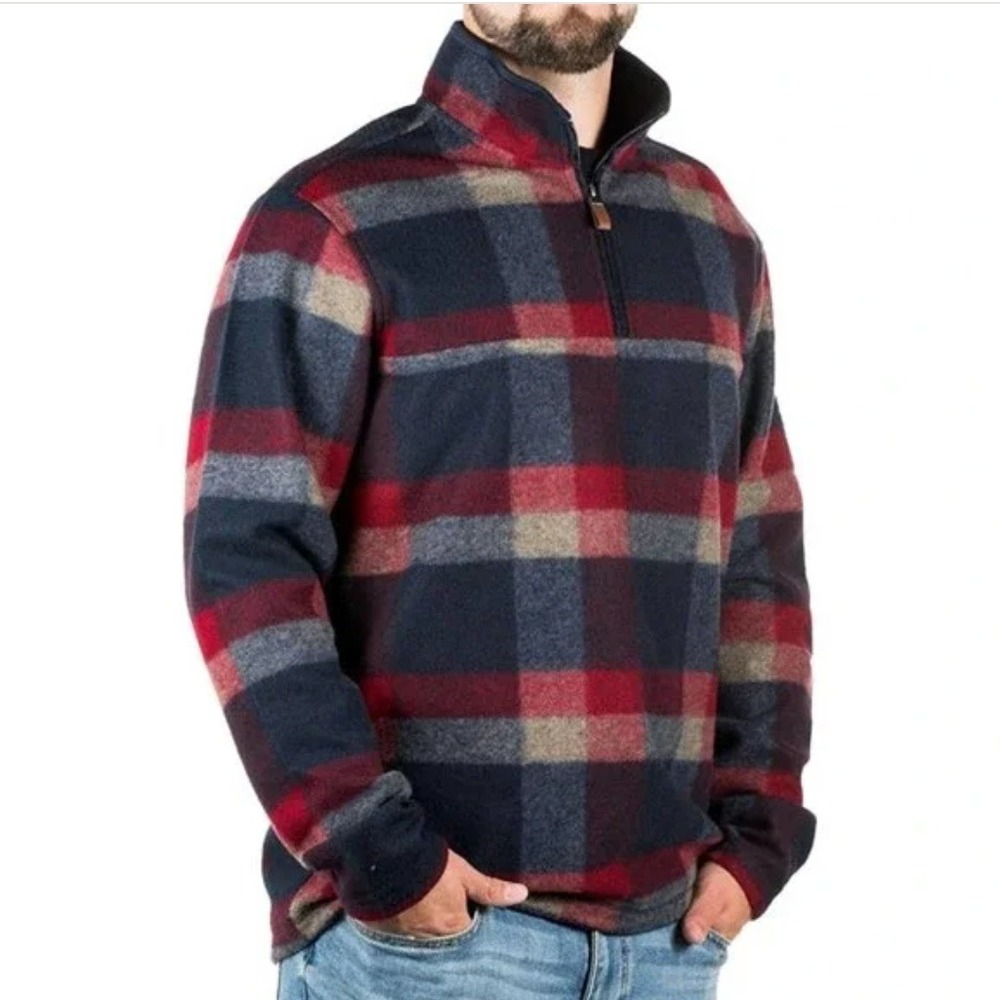 John Wayne‎ Stock & Supply Mens Rugged Outdoor Western Fleece Quarter Zip Sz. M
